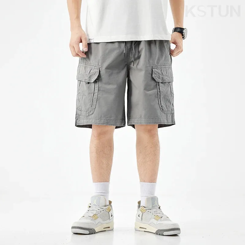 2024 Summer Men's Shorts Pants Men Loose Fit Baggy Cargo Shorts For Man Outdoor Streetwear Casual Knee Length Pants New Kpop