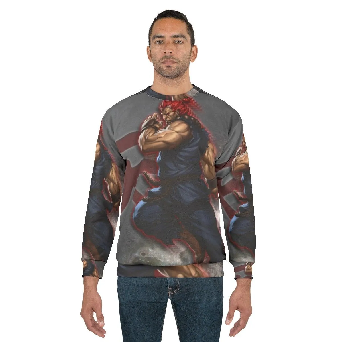 Akuma Inspired Anime Sweatshirt for Fighting Game Fans