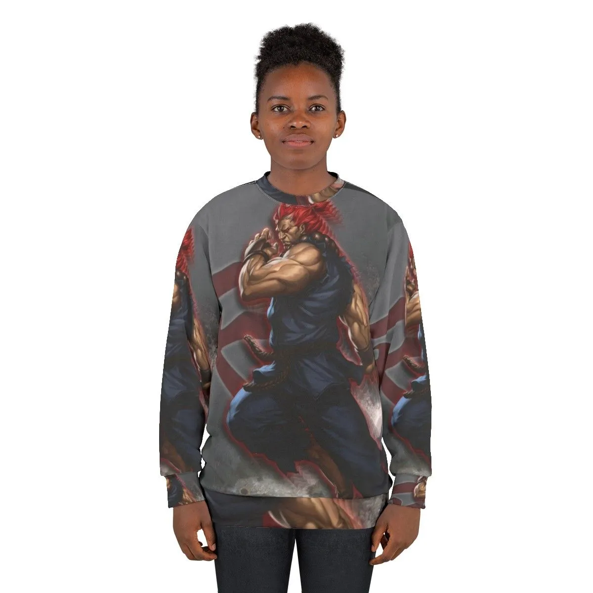 Akuma Inspired Anime Sweatshirt for Fighting Game Fans