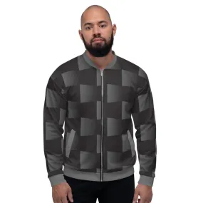 Mens Jackets, Black And Gray 3D Square Style Bomber Jacket