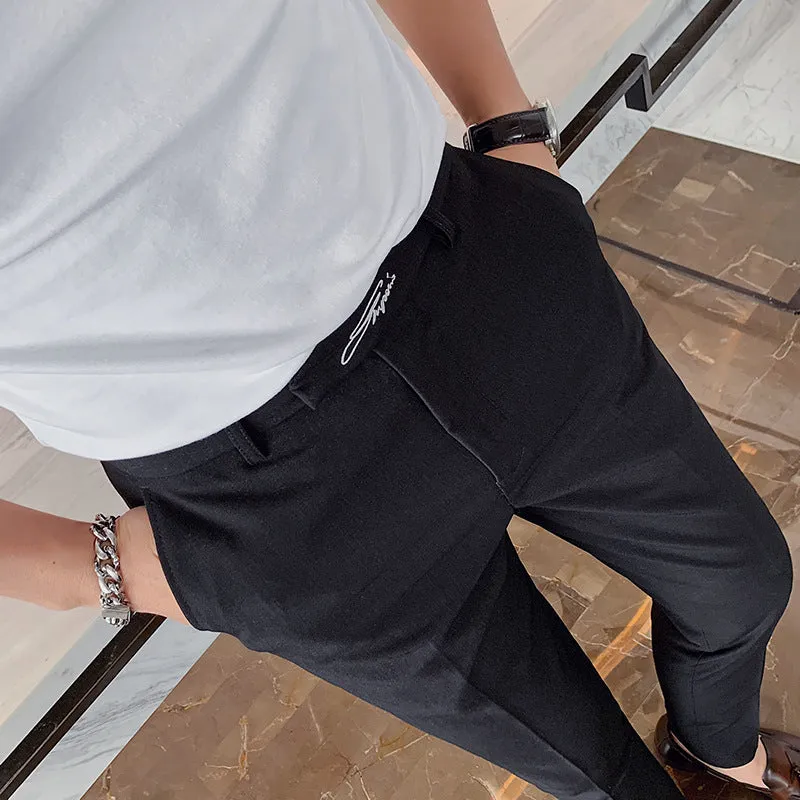 Men's Slim Fit Straight Casual Trousers - GlamzLife