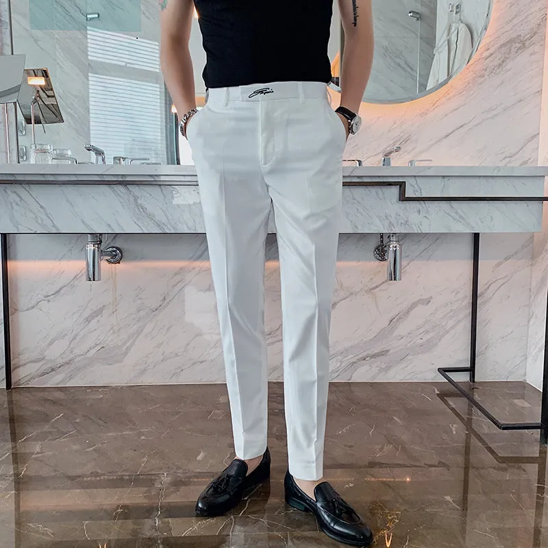 Men's Slim Fit Straight Casual Trousers - GlamzLife