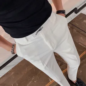 Men's Slim Fit Straight Casual Trousers - GlamzLife