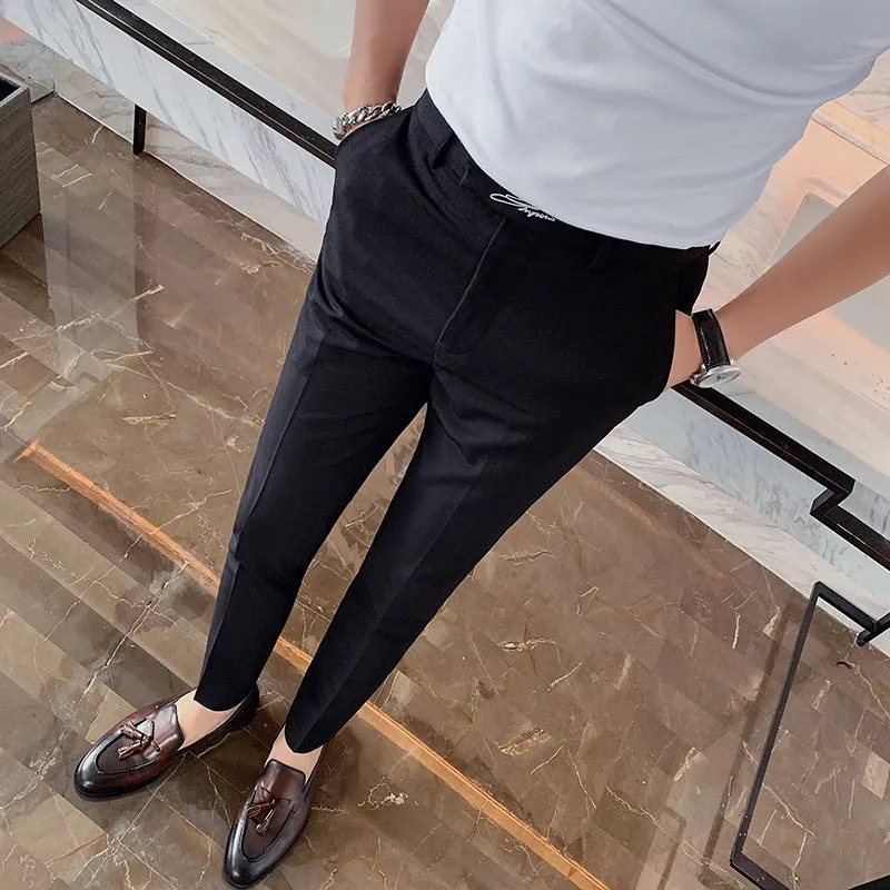 Men's Slim Fit Straight Casual Trousers - GlamzLife