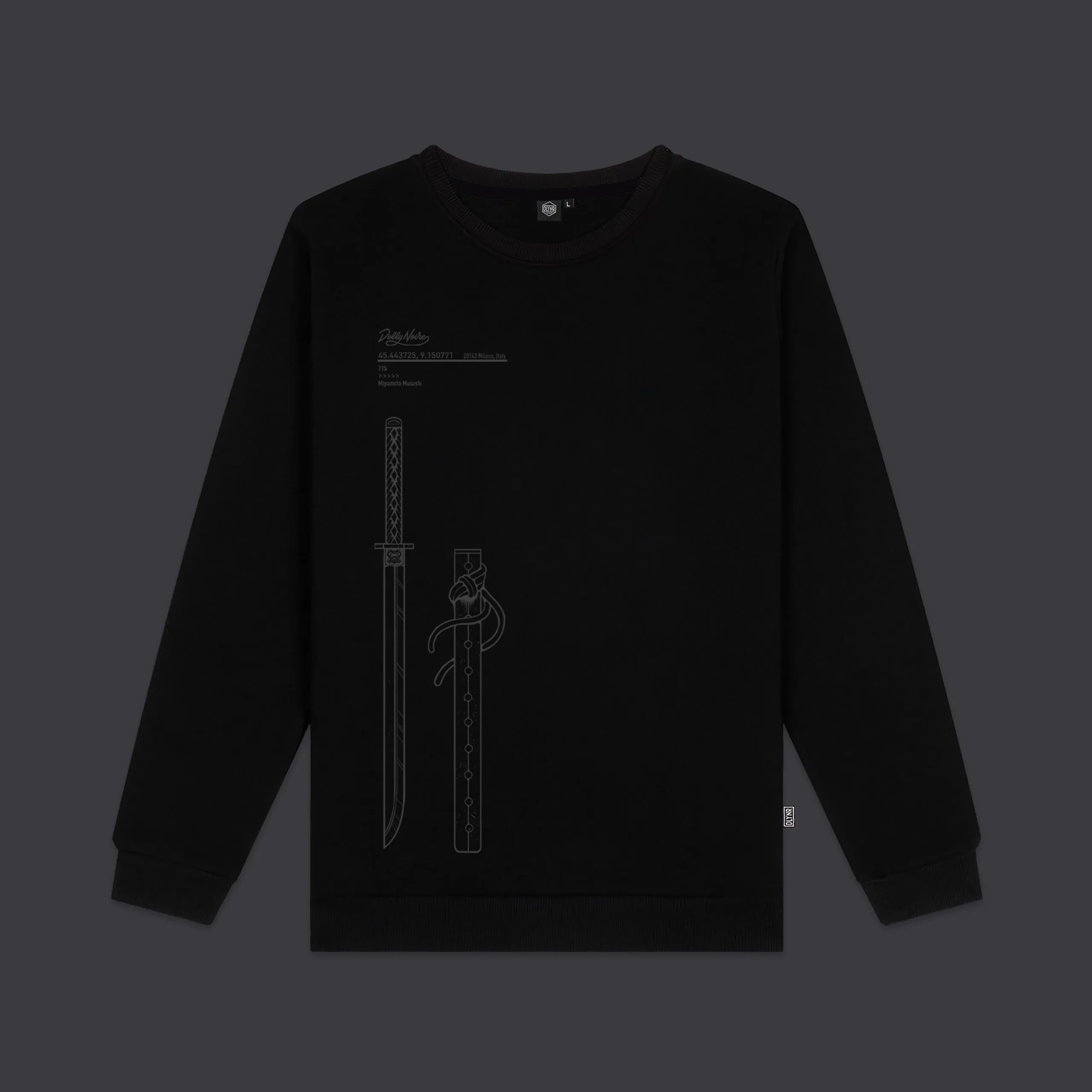 Miyamoto Musashi Outline Crewneck Black