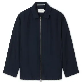 Navy Heybrook Linen Bomber Jacket