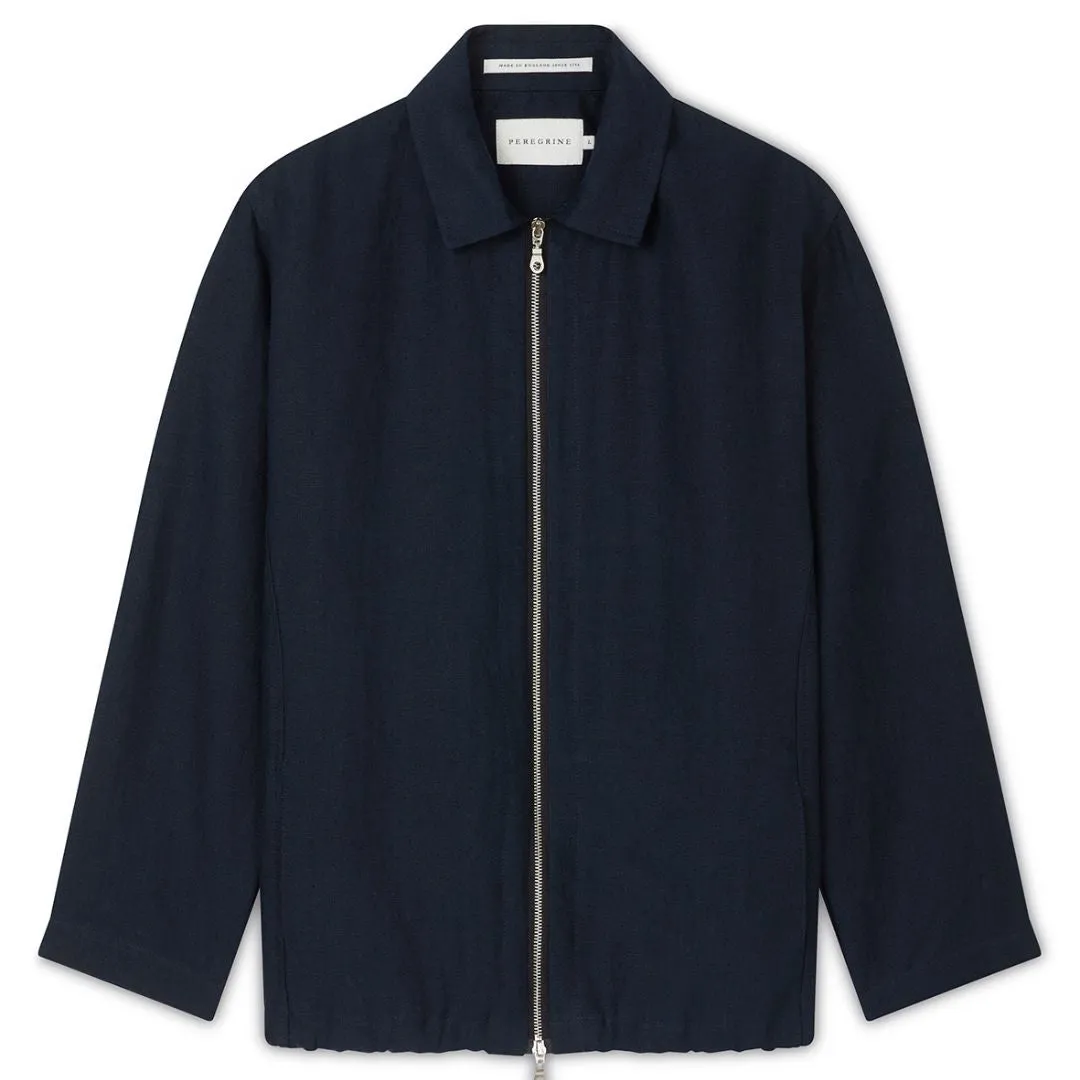 Navy Heybrook Linen Bomber Jacket
