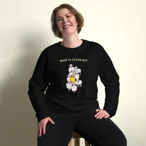 "Born to Stand Out" Sheep Cotton Women Sweatshirt (Black & Blue)