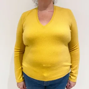 Sunflower Yellow Cashmere V-Neck Jumper Extra Large