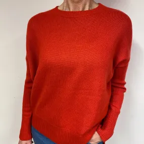 Theory Vermillion Red Cashmere Crew Neck Jumper Medium